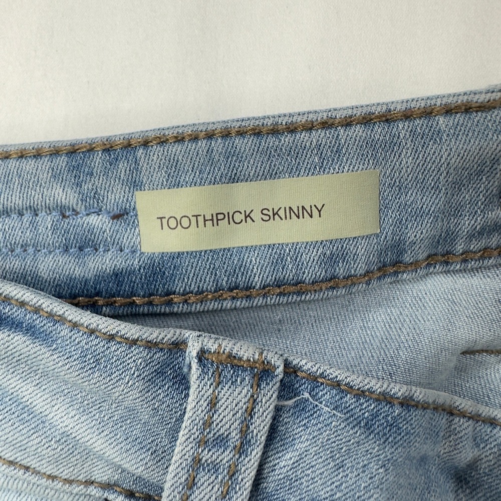 Kut From The Kloth Jeans Womens 8 Toothpick Skinny Light Blue Denim Distressed - Picture 7 of 10